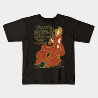 Simplified French Art Nouveau Advertising Poster, Spanish Maja Blesses Espagnols Kids T-Shirt